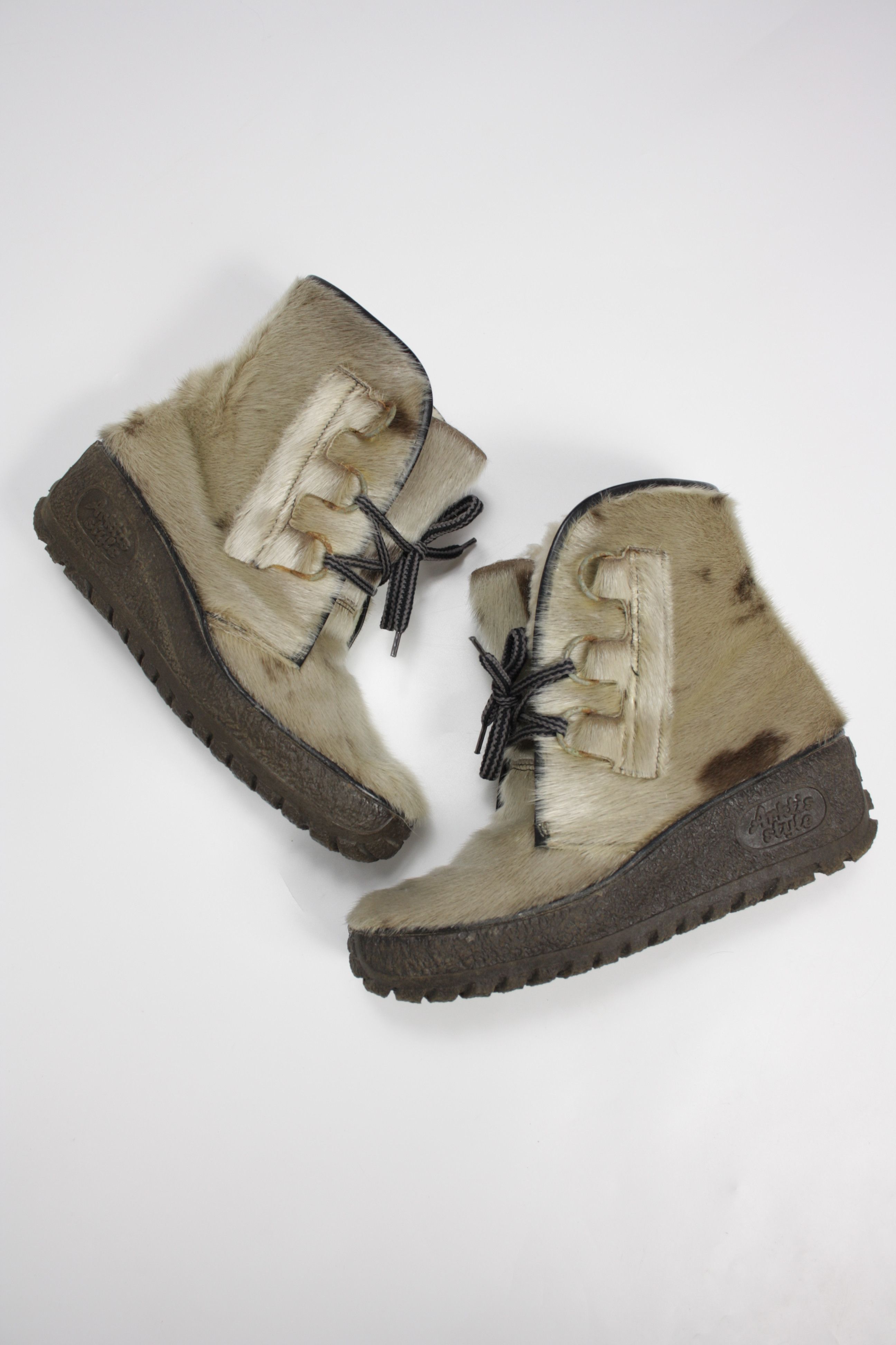 Genuine Leather Arktis Style 80s Vintage Lambskin Lined Eskimo Fur Boots Size US 6 / IT 36 - 3 Thumbnail