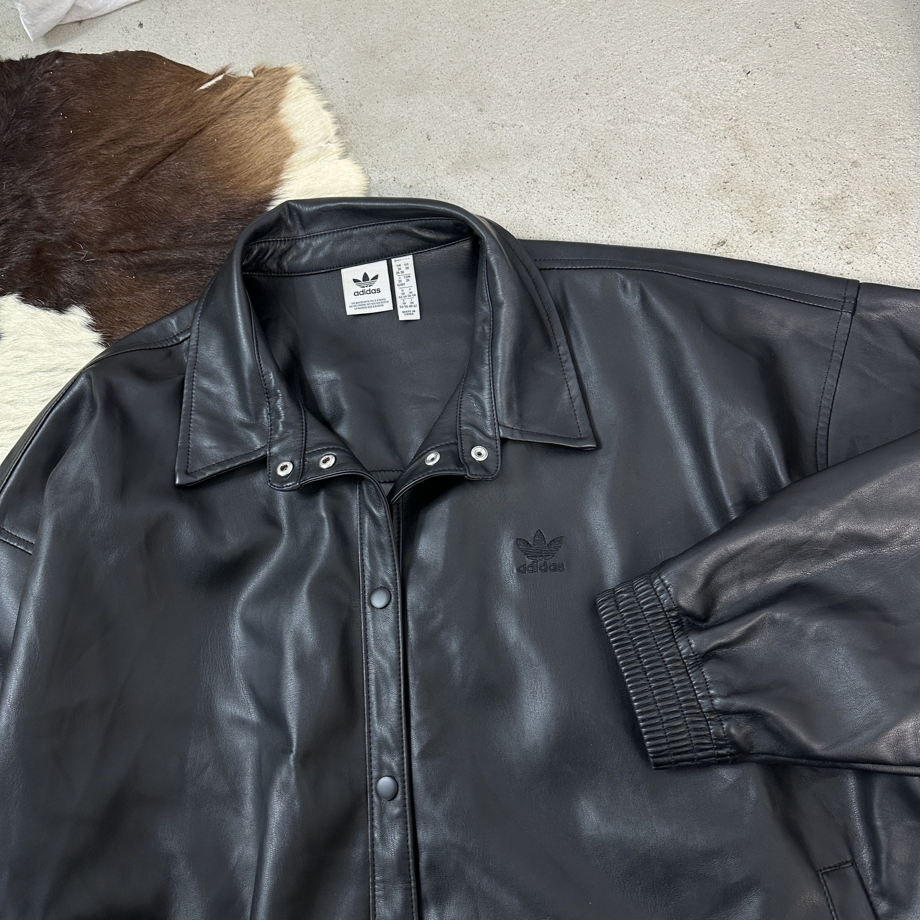 Adidas × Vintage Vintage Biker Y2K Grunge Oversize Adidas Faux