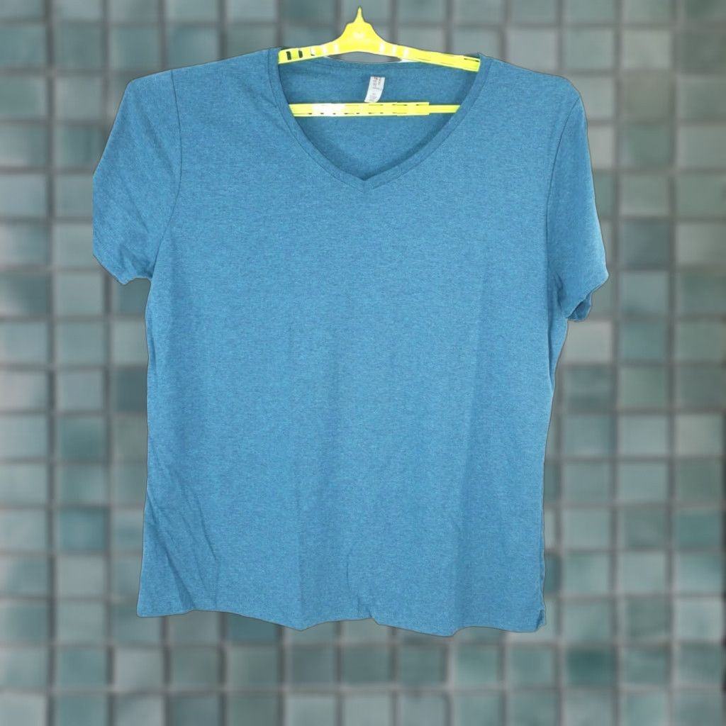 Jerzees Jerzees Women Shirt 3XL Blue V-Neck Short Sleeves Casual T Shirt Womens Size XXL / US 16-18 / IT 52-54 - 1 Thumbnail