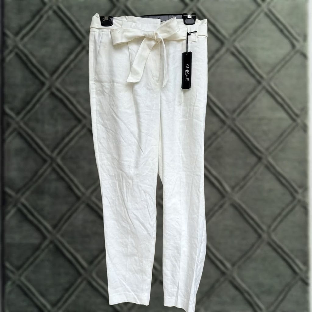 Express VINTAGE? (No) Express Women’s Pants Ankle High Rise Linen Blend 8 White 8R New With Tags Womens Size 30" / US 8 / IT 44 - 1 Thumbnail
