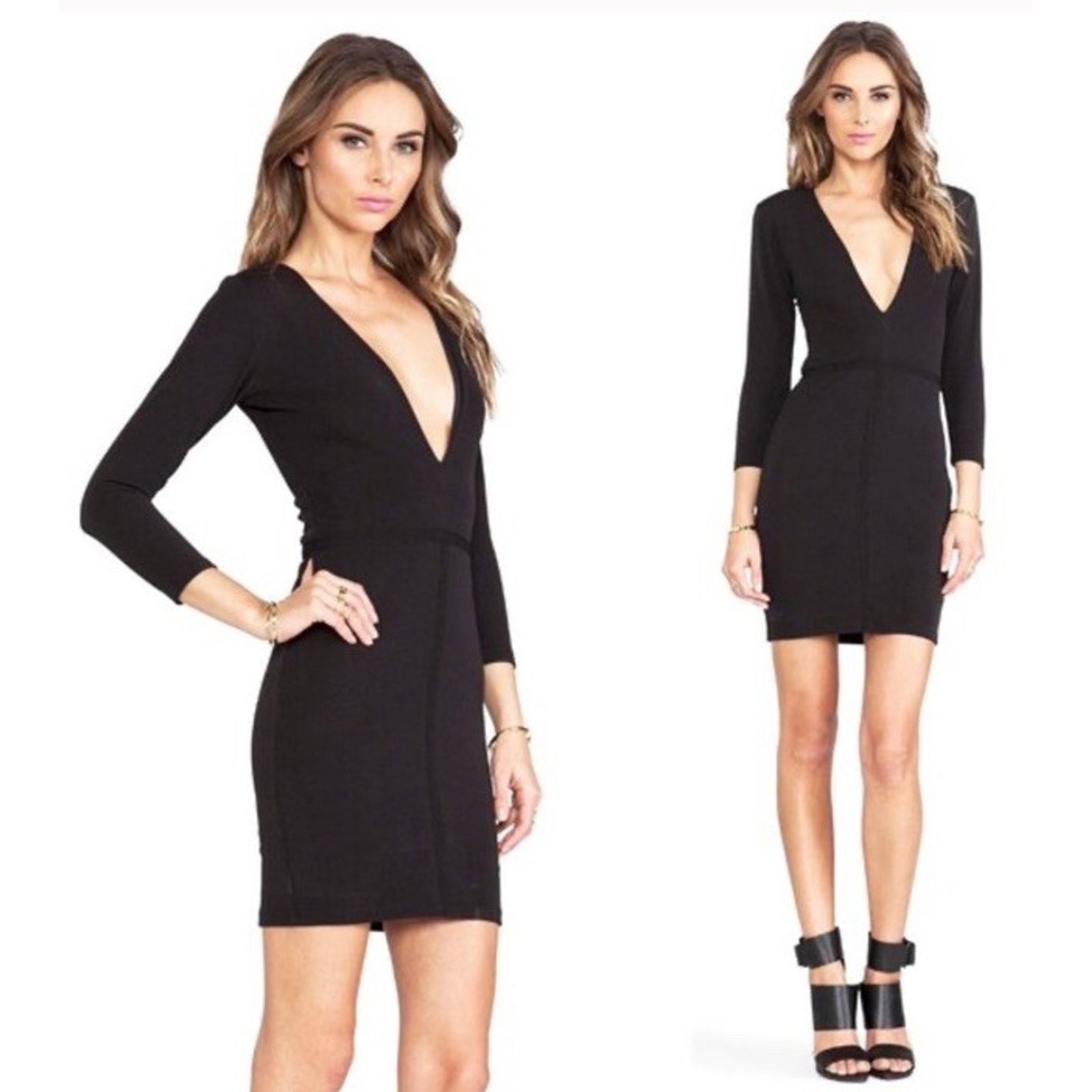 Other BEC & BRIDGE Imperial Deep V Neck Plunge Mini Dress Black Size S / US 4 / IT 40 - 2 Thumbnail