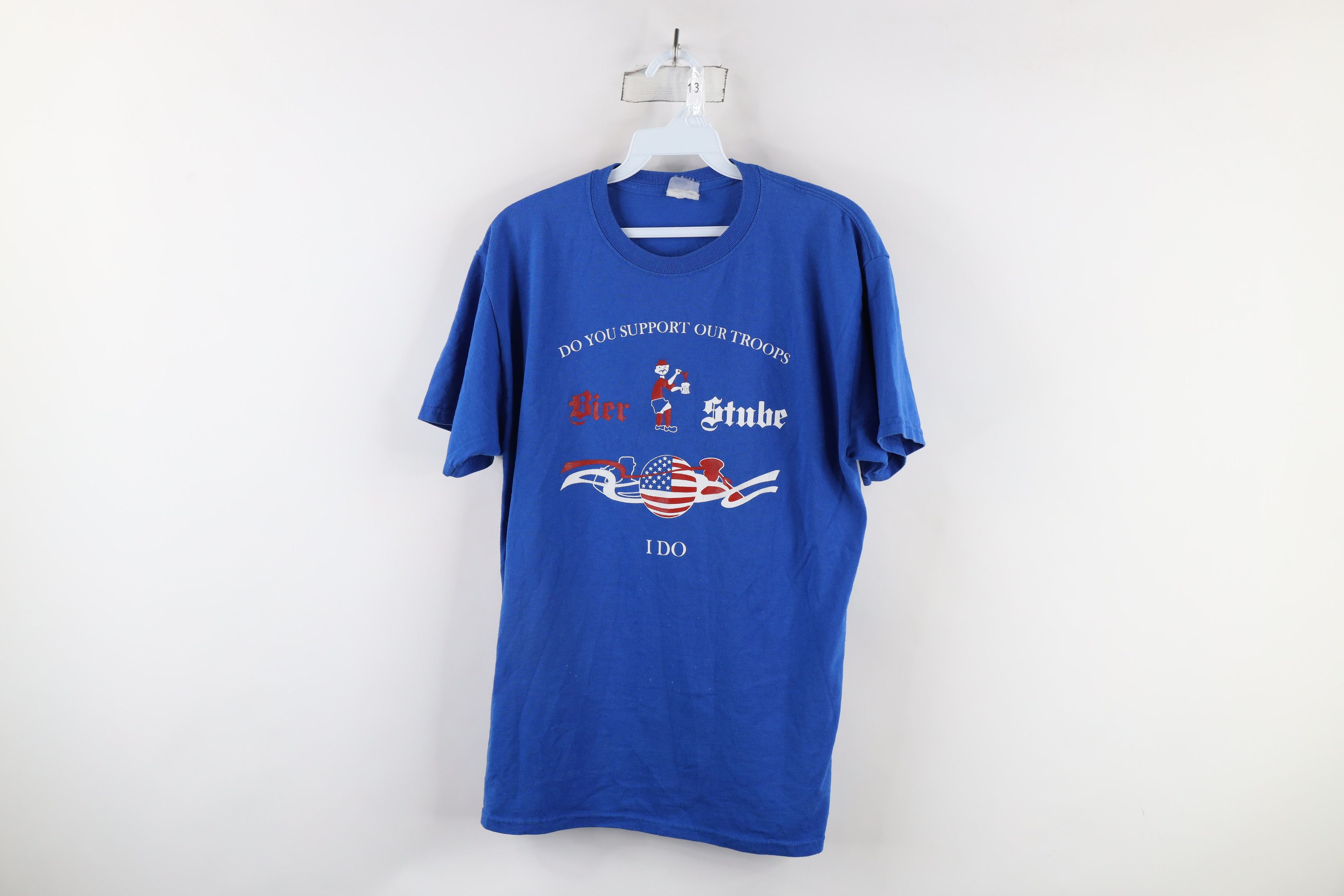 Vintage Vintage 90s Bier Stube Support Our Troops T-Shirt Blue Size US M / EU 48-50 / 2 - 1 Thumbnail
