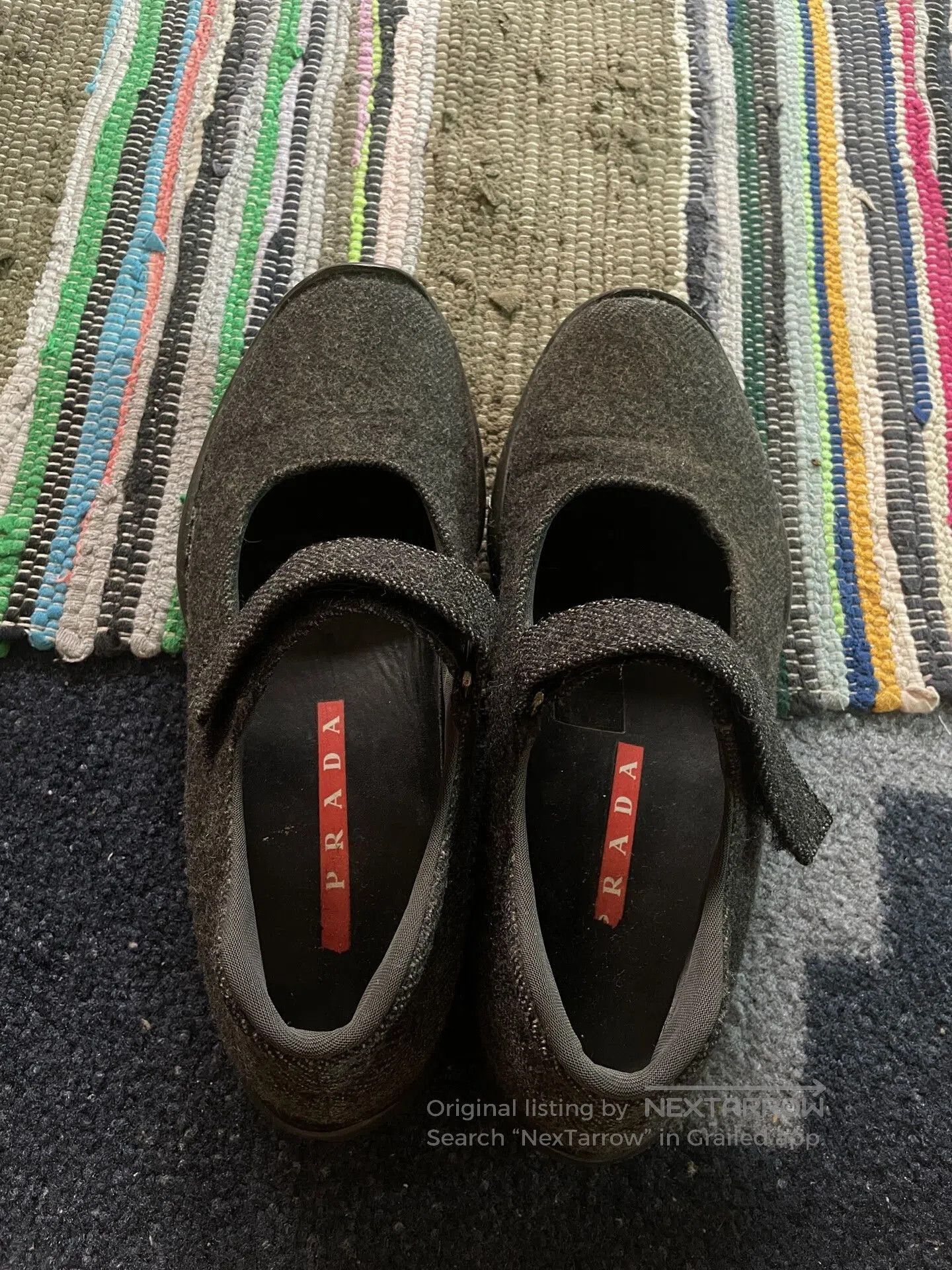 Prada Vintage Prada Gray Mary Jane Shoes. Size US 5.5 / IT 35.5 - 1 Thumbnail