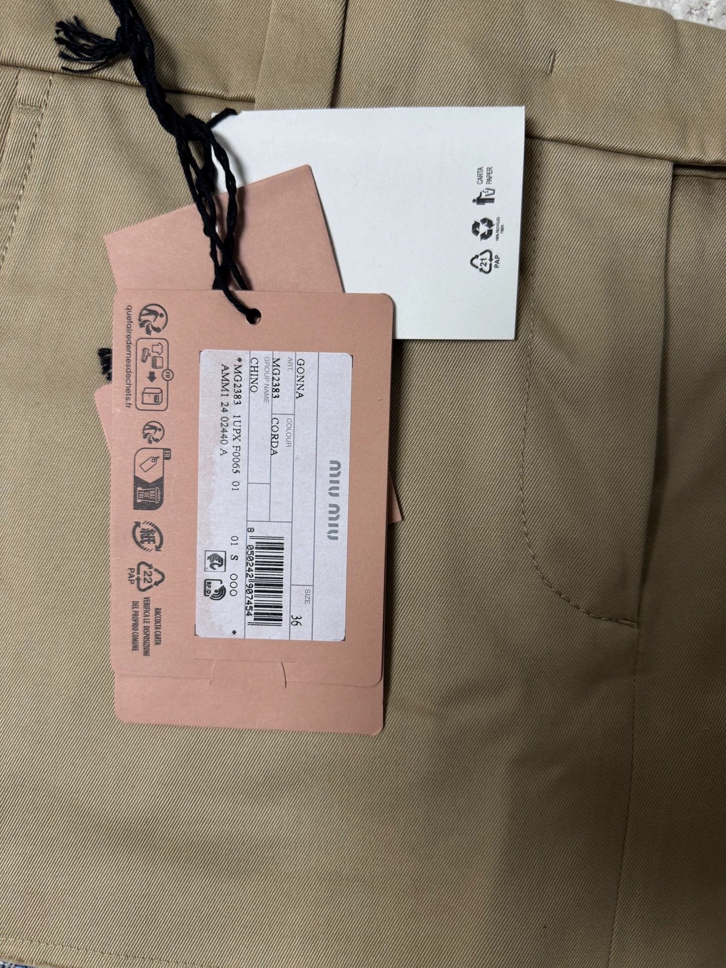 Miu Miu MIU MIU 25 Khaki Color - Blocked Mini Skirt 36 NWOT Size 25" / US 0 / IT 36 - 5 Thumbnail