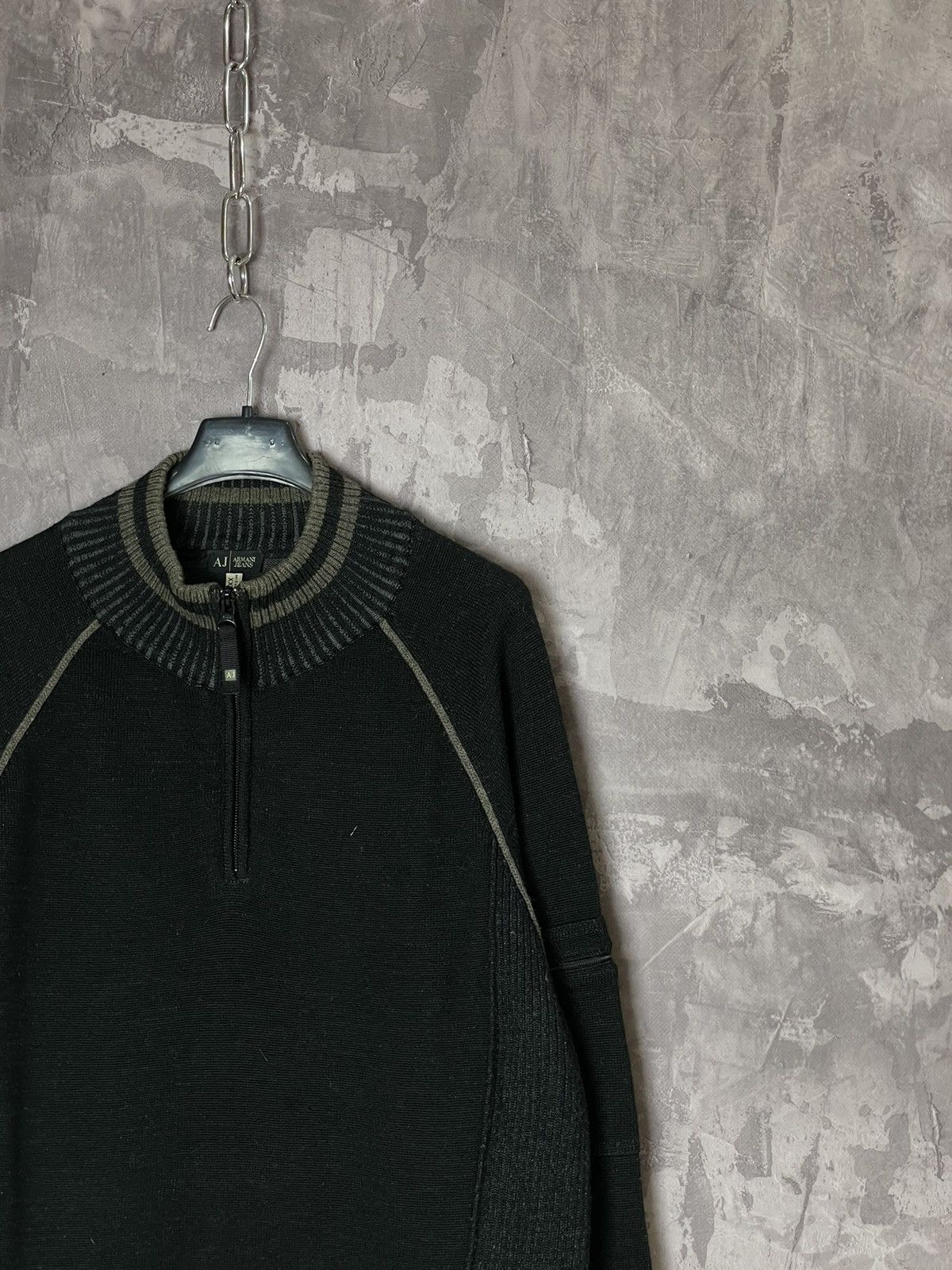 Armani Y2K Avant Garde Style Armani Jeans 1/3 Zip Striped Sweater Size US XL / EU 56 / 4 - 3 Thumbnail