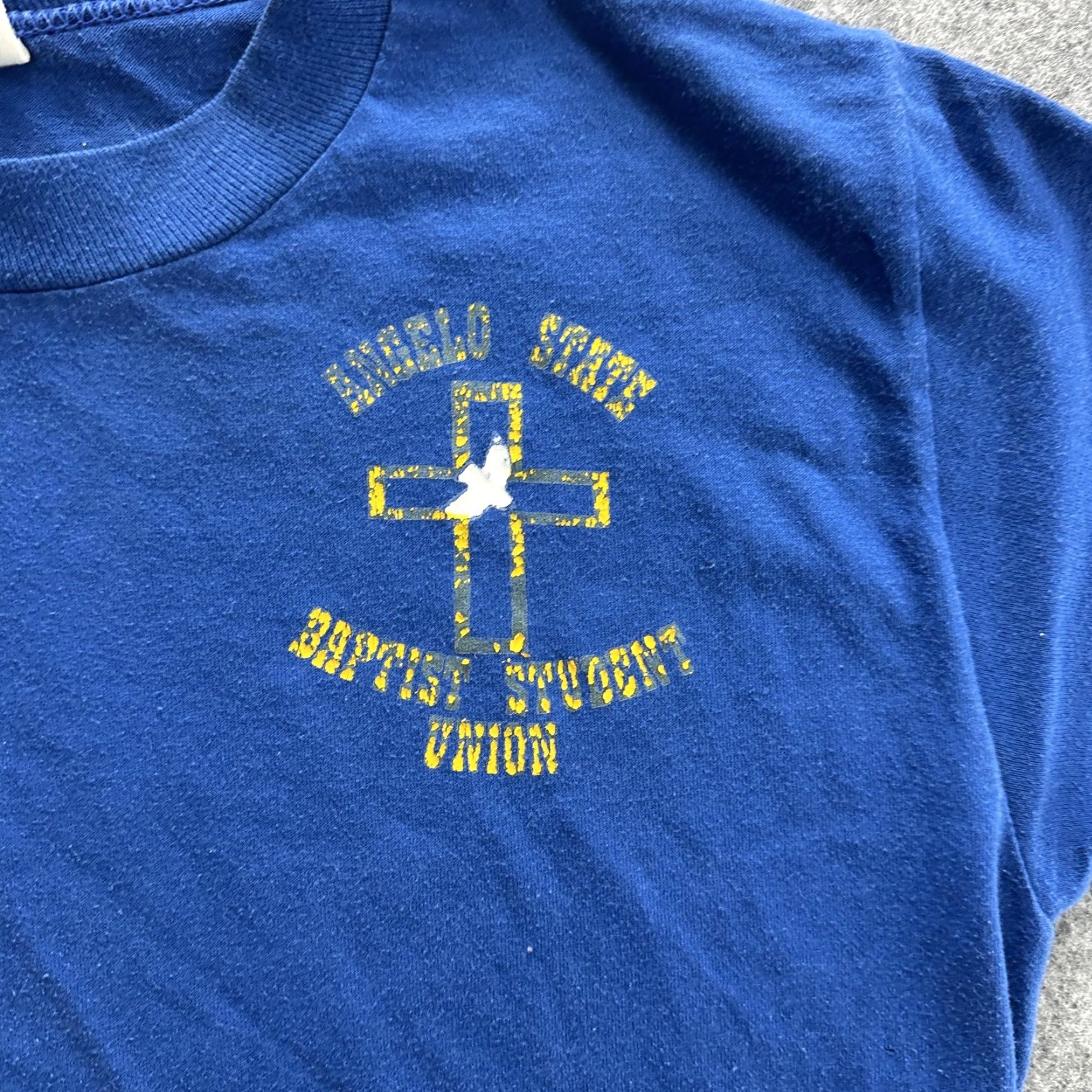 Vintage VINTAGE Angelo State Baptist Student Union Shirt Mens Medium Blue T-Shirt Prayer Christian 80s Tee Size US M / EU 48-50 / 2 - 5 Thumbnail