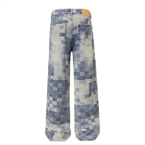 VIBE American men's street loose distressed mosaic jeans y2k Size US 32 / EU 48 - 3 Thumbnail