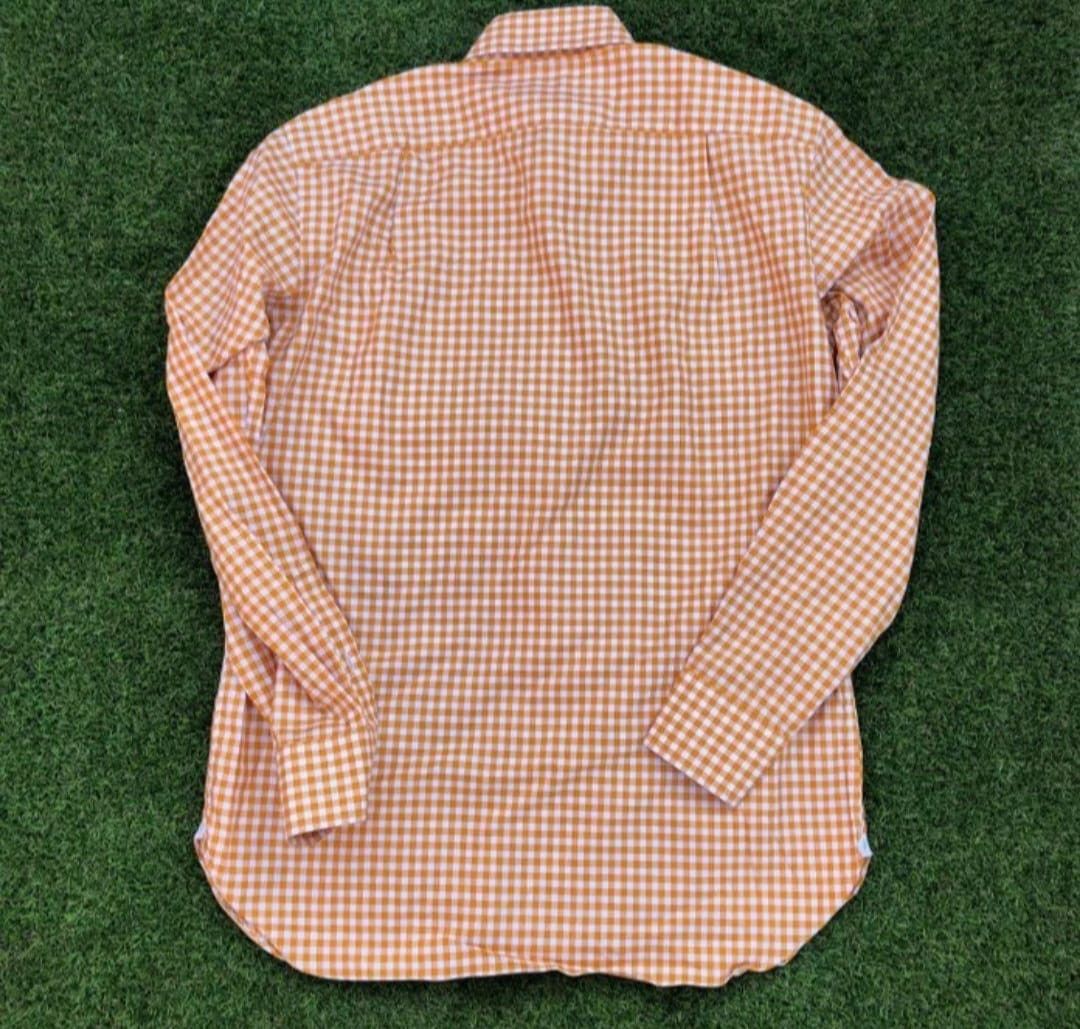 Luigi Borrelli Luigi Borrelli Orange Checkered Shirt Size US M / EU 48-50 / 2 - 2 Thumbnail