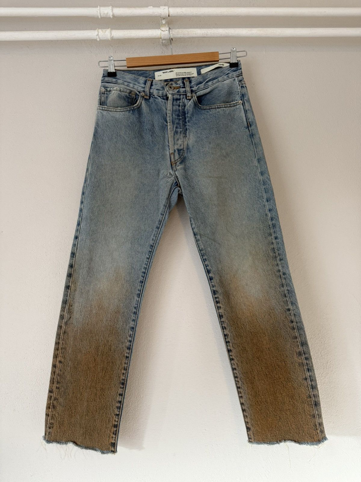 Off-White Blue Denim Jeans Distressed Hem Gradient Fade Size US 26 / EU 42 - 1 Thumbnail