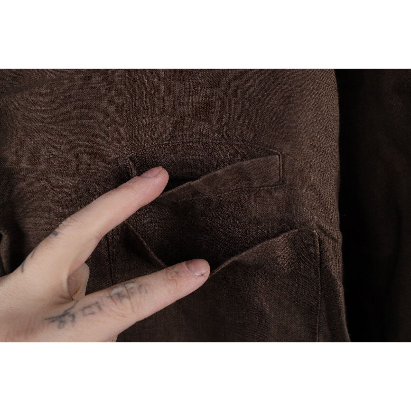 Vintage Vintage 90s Lagenlook Linen Oversized Collared Button Shirt Size XXL / US 16-18 / IT 52-54 - 6 Thumbnail