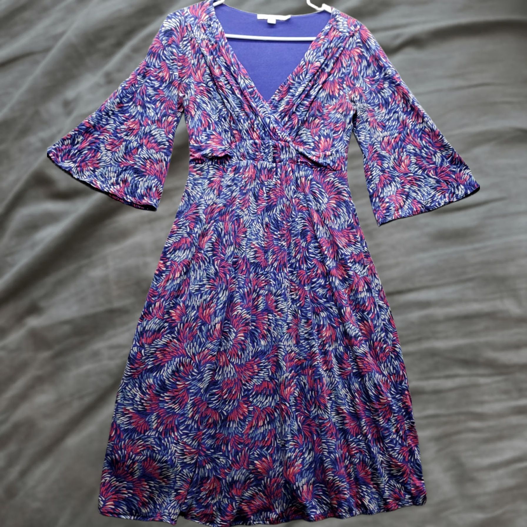 Boden Boden Fit & Flare Dress Women's 4 Multi Geometric Lined Flare Sleeve Wrap V-Neck Size S / US 4 / IT 40 - 1 Thumbnail