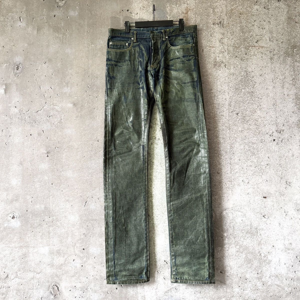 Dior Dior Homme Hedi Era AW03 “Luster” RUNWAY MIJ Green Wax Denim Size US 33 - 3 Thumbnail