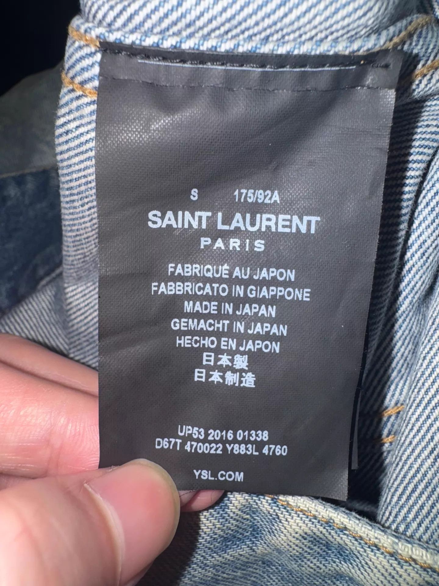 Saint Laurent Paris SLP 17ss Light Blue Sludge Medallion Denim Jacket S Size US S / EU 44-46 / 1 - 8 Thumbnail