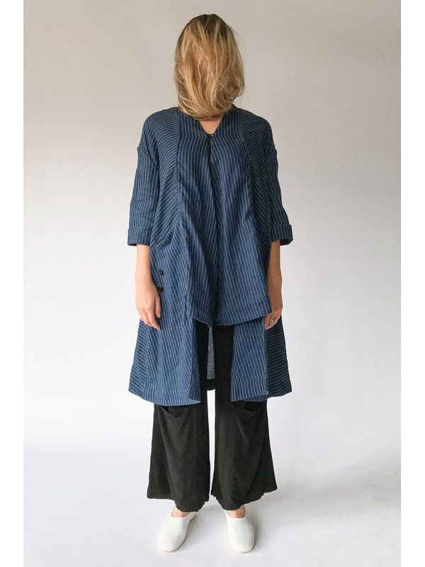 Kapital Line Wabash Print Spring Kelly Coat-Indigo