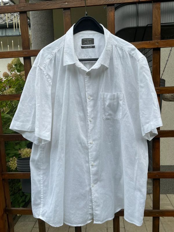 Linen shirt white short sleeve luxury comfortable 80s 90s