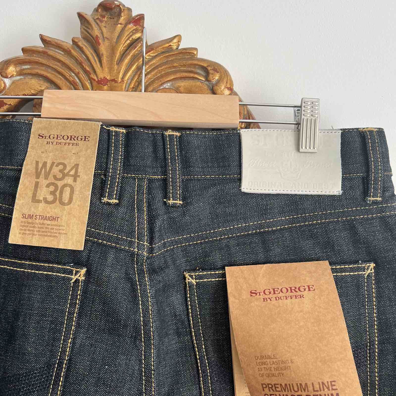Japanese Brand × Vintage Vintage St George By Duffer Selvedge Jeans 34x30 Blue Denim Size US 34 / EU 50 - 4 Thumbnail