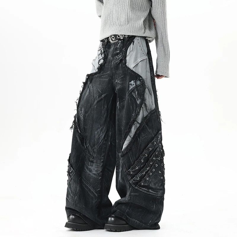 Jean Gothic Raw Edge Wide Leg Jeans Size US 33 - 4 Thumbnail