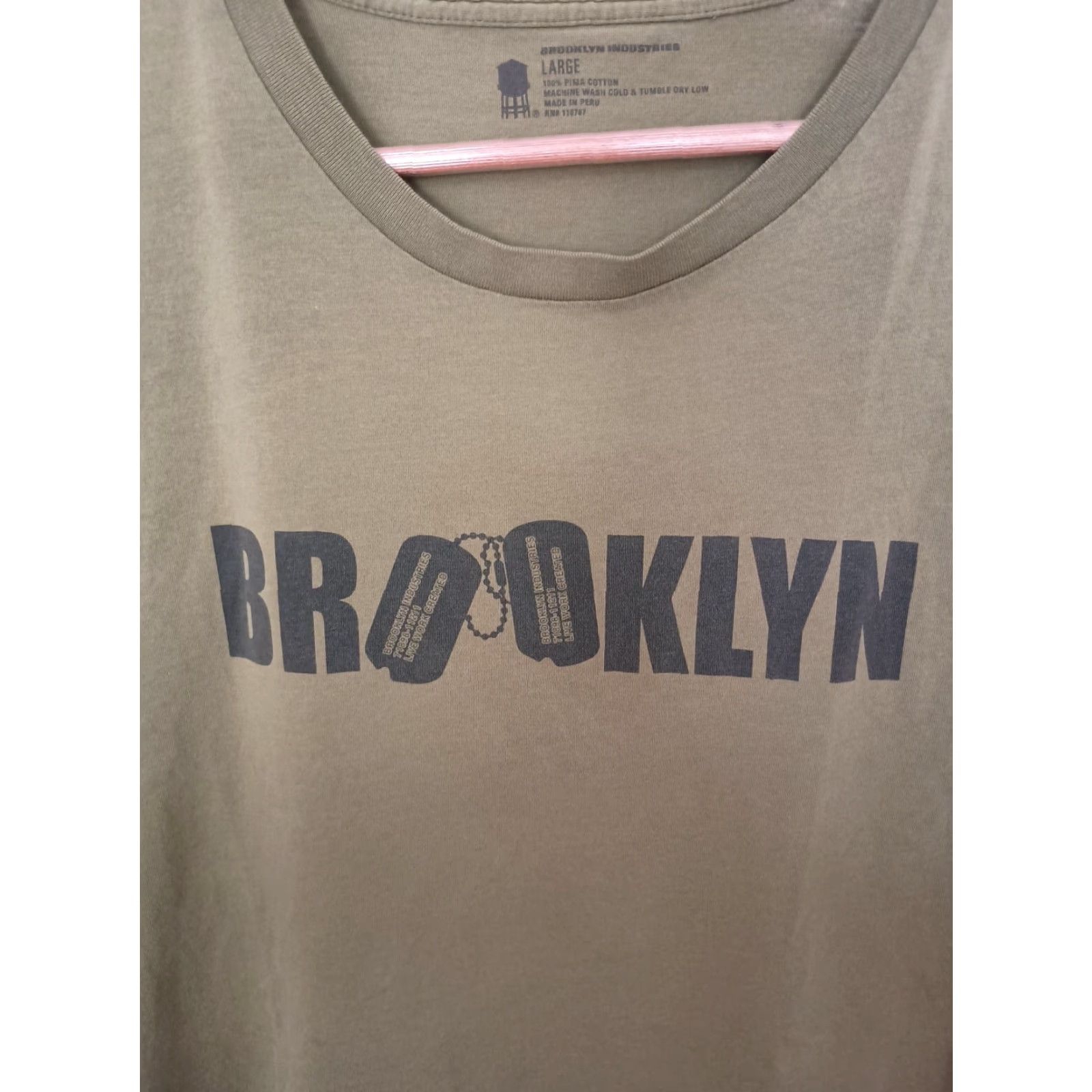 Industrie VINTAGE Brooklyn Industries T-Shirt Mens L Green Pima Cotton Dog Tags Size US L / EU 52-54 / 3 - 2 Thumbnail