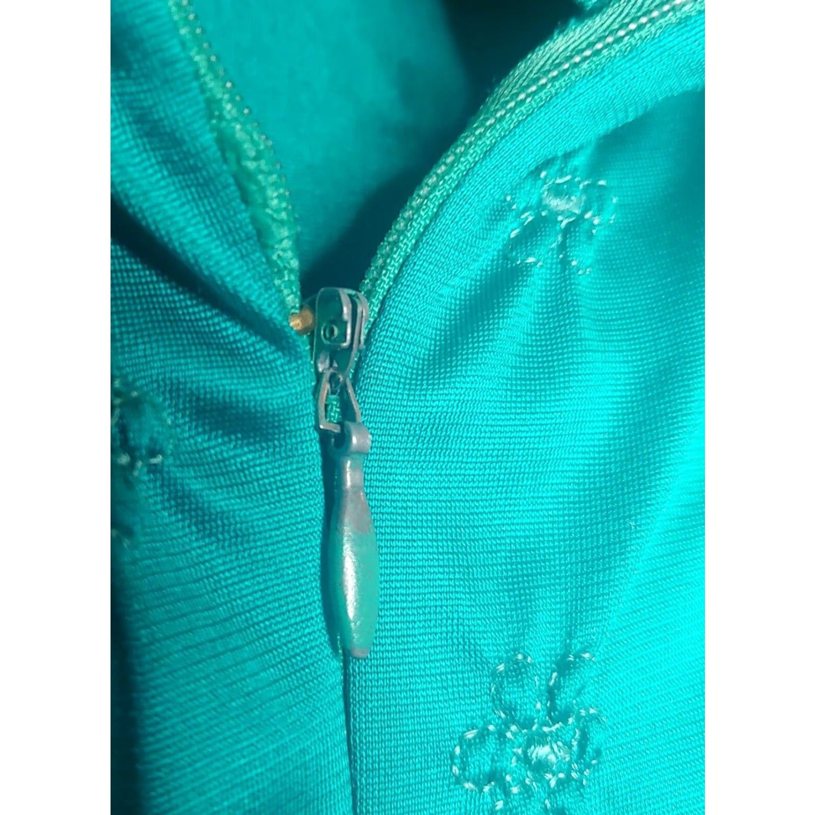 Vintage VINTAGE Vanity Fair Housecoat Robe Large Long Teal Velour Satin Floral Zip Gown Size ONE SIZE - 6 Thumbnail