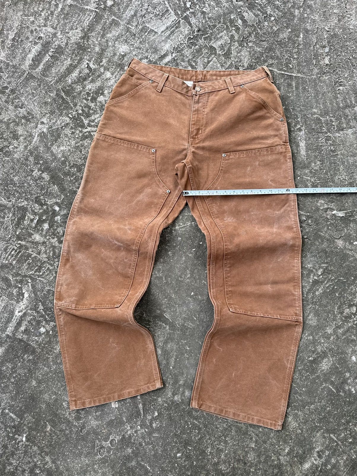 Carhartt (33x31) Crazy Faded Carhartt Double Knee Brown/Tan Size US 33 - 6 Thumbnail