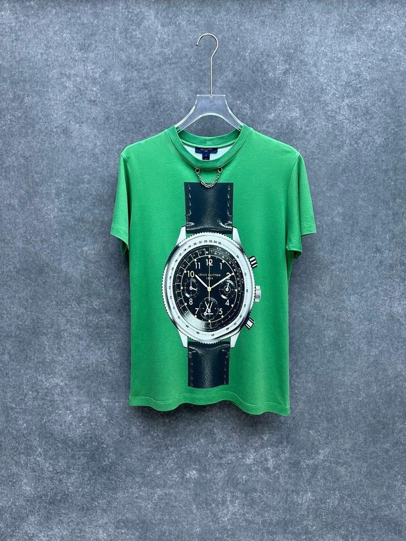 Louis Vuitton Louis Vuitton Watch Print Green T-Shirt- DMC Size US L / EU 52-54 / 3 - 1 Thumbnail