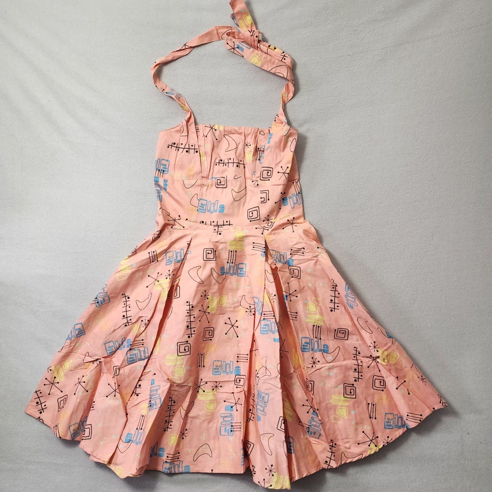 Atomic VINTAGE Pinup Couture Atomic Dress Flare Pink 50s Halter Rockabilly Knee Length L Women Size L / US 10 / IT 46 - 2 Thumbnail