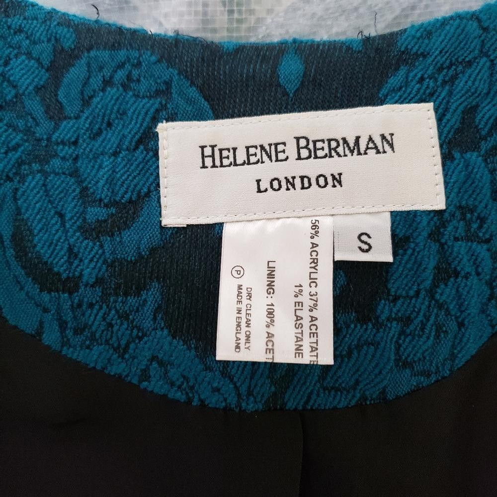Designer CT424 Helene Berman London Teal & Black Tapestry Blazer M Size S / US 4 / IT 40 - 5 Thumbnail