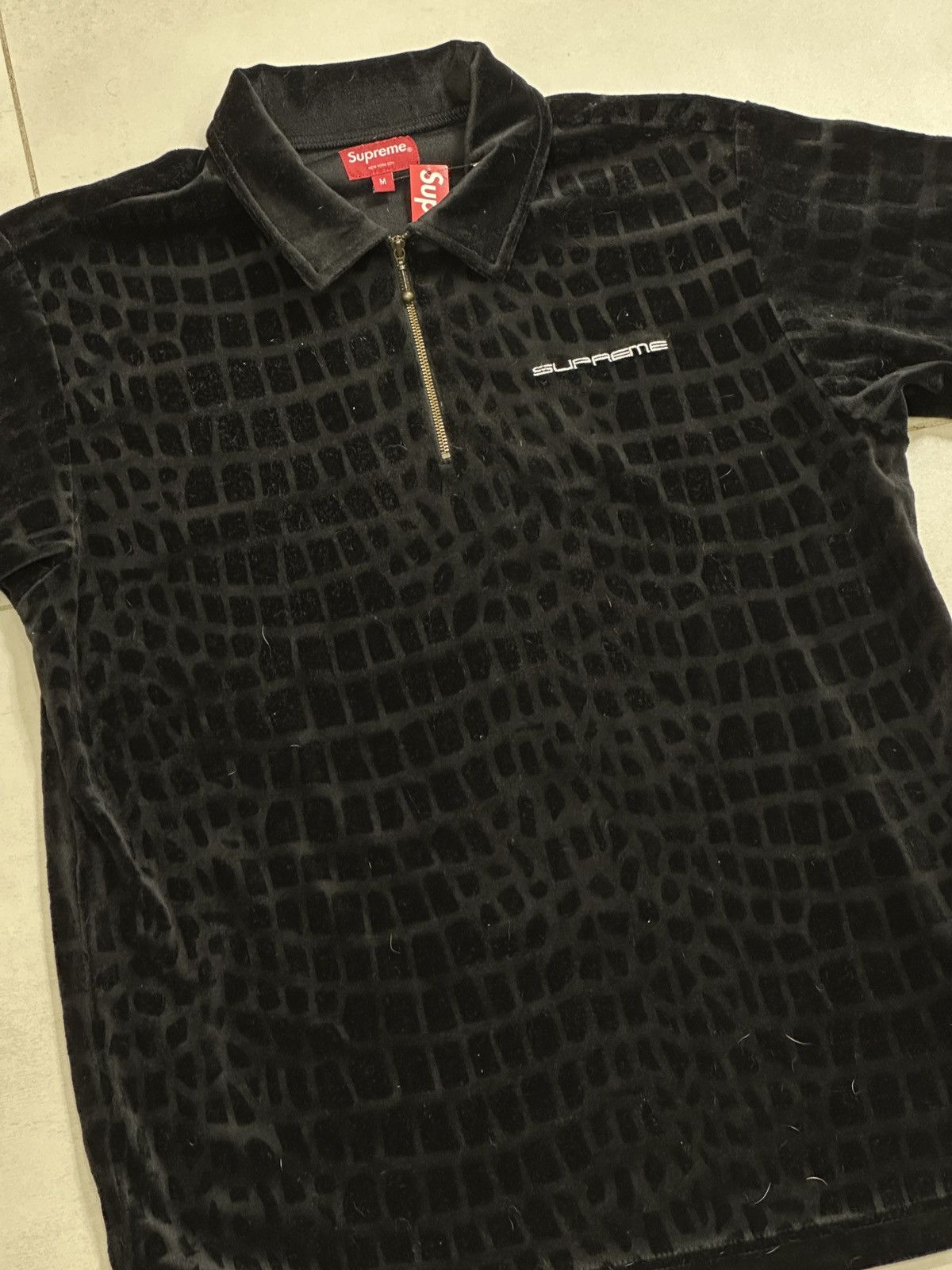 Supreme Supreme Croc Velour Zip Polo Size M Size US M / EU 48-50 / 2 - 3 Thumbnail