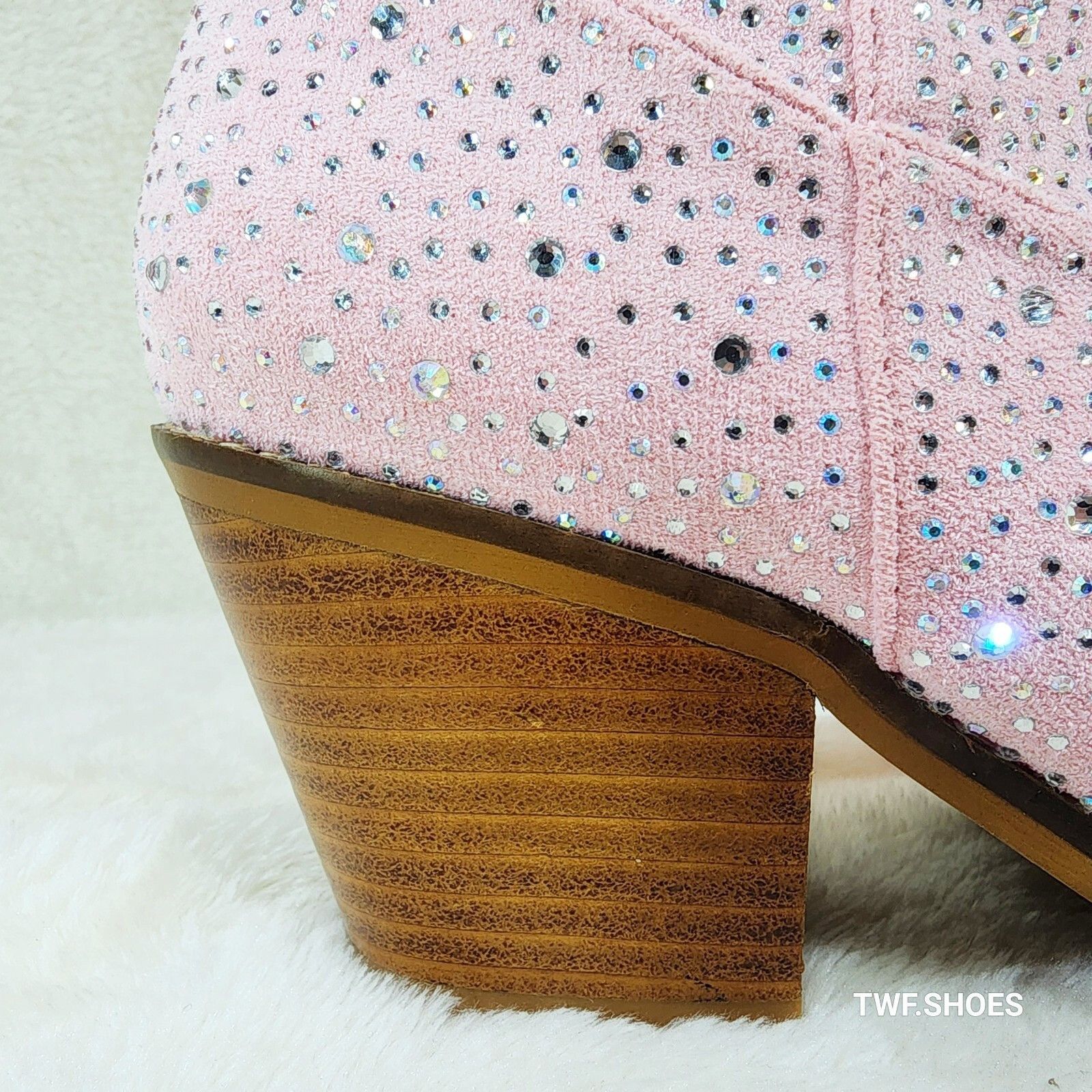 Other Wild Ones Glamour Cowboy Baby Light Pink Silver Rhinestone C Size US 9 / IT 39 - 3 Thumbnail