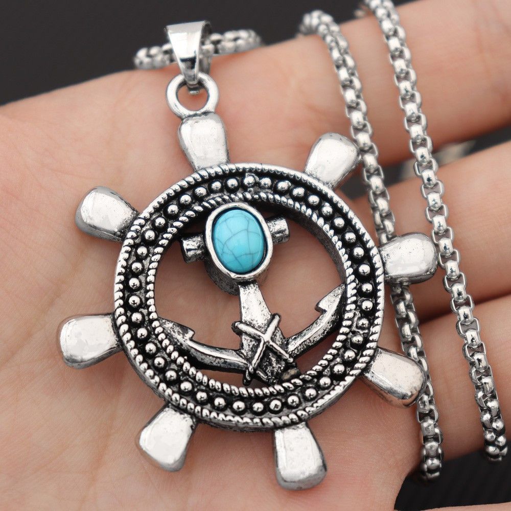 Jewelry Viking Anchor Compass Pendant Necklace Size ONE SIZE - 1 Thumbnail