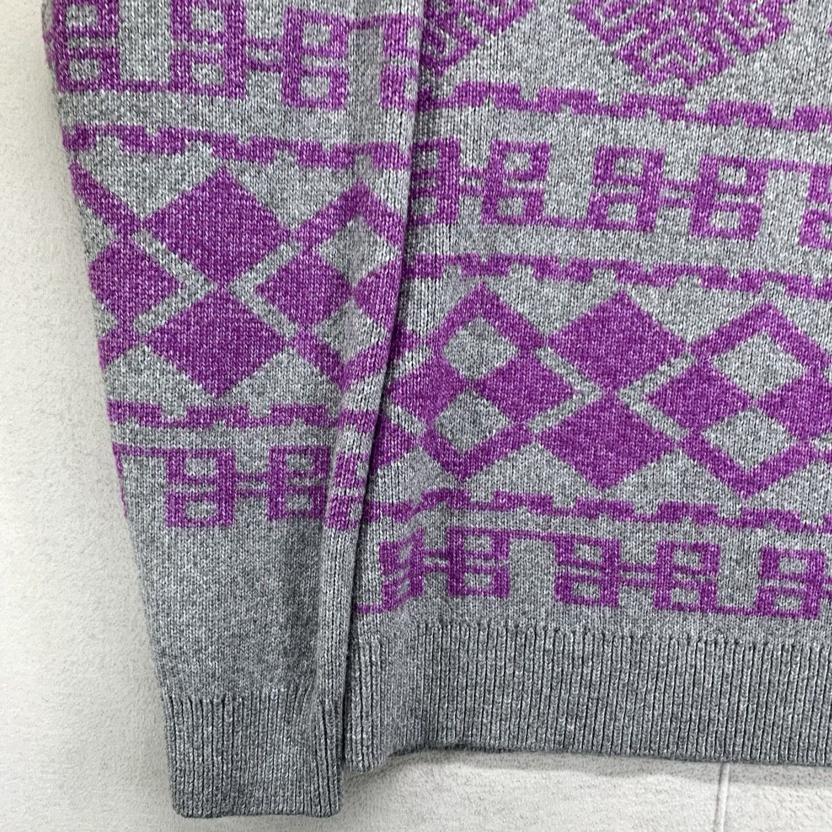 Vintage Lane Bryant Women's Sweater Pullover 18 Plus Size Round Neck Big Fair Isle Purple Gray Knit Stretch- Breathable Winter Casual Size XXL / US 16-18 / IT 52-54 - 5 Thumbnail