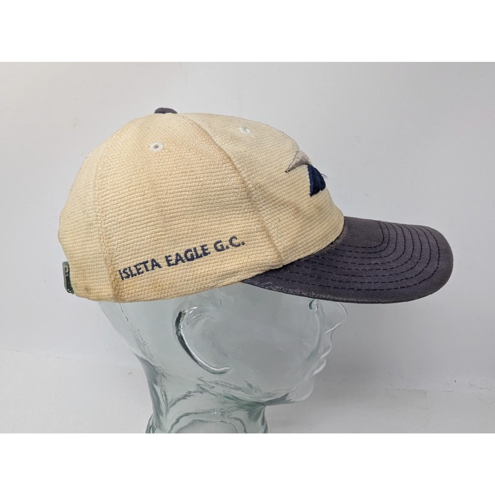 Reebok VINTAGE Reebok Golf Hat Cap Strap Back Beige Gray Isleta Eagle CC Mens 90s Size ONE SIZE - 4 Thumbnail