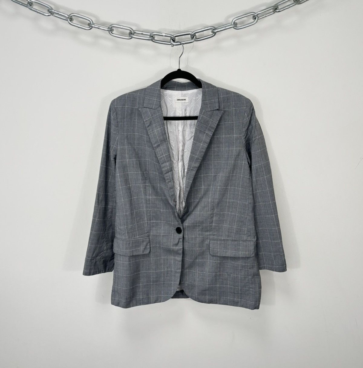 Zadig & Voltaire Women’s Checkered Luxury Wool Blazer Jacket