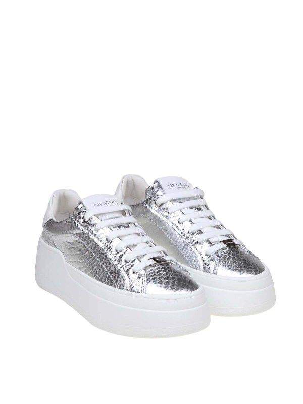 Salvatore Ferragamo o1y0426 Low-Top Sneakers in Silver Size US 8.5 / IT 38.5 - 3 Thumbnail