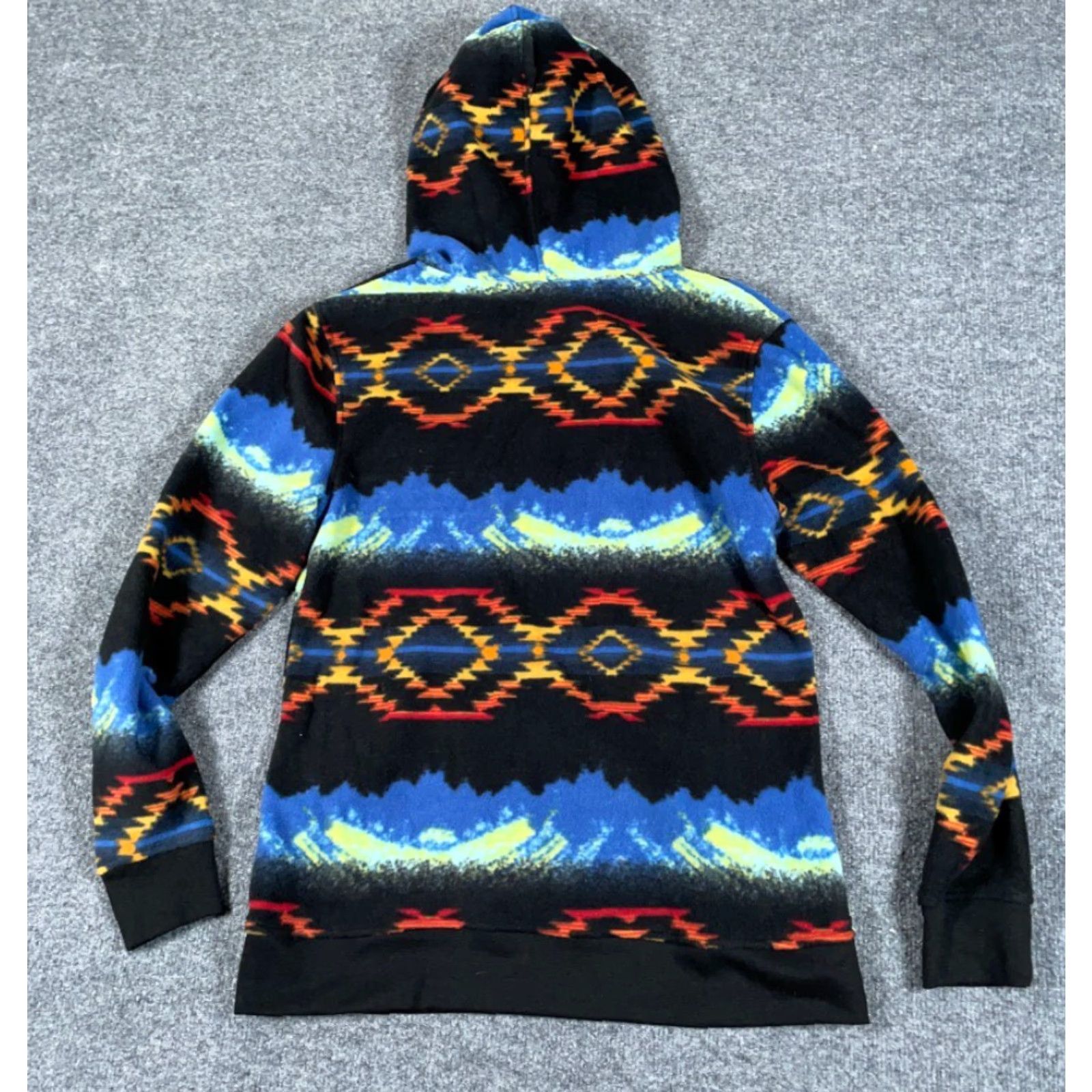 Vintage Departwest Hoodie Adult Small Black Orange Fleece Geometric Aztec Pattern Retro Size US S / EU 44-46 / 1 - 2 Thumbnail