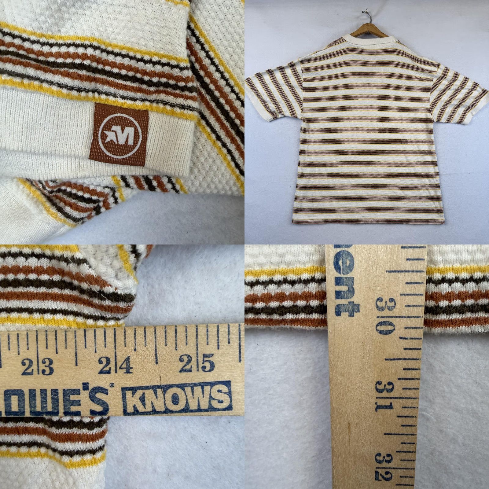 Vintage Mecca Polo Shirt Mens 2XL White Striped Pique Embroidered Logo Shirt Mens 2XL White Brown Yellow Polo Size US XXL / EU 58 / 5 - 8 Thumbnail