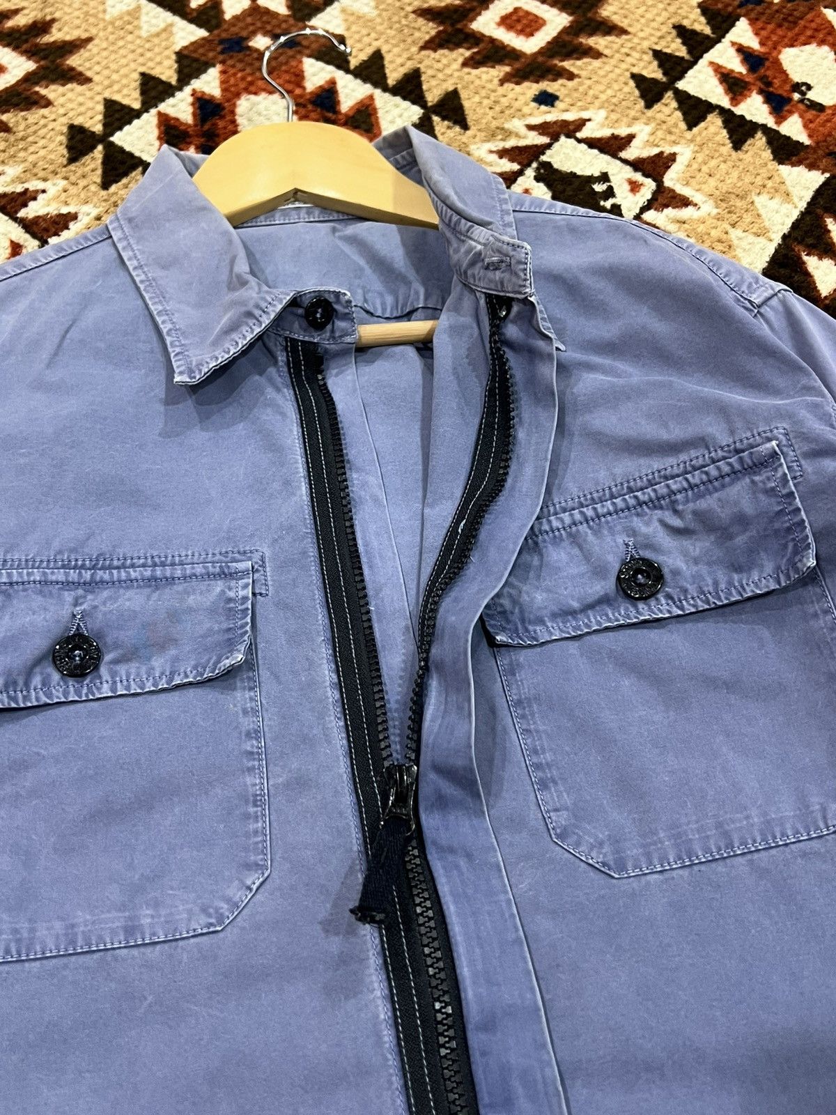 Stone Island Stone Island Garment Dye Blue Twin Pocket Overshirt Size US L / EU 52-54 / 3 - 7 Thumbnail