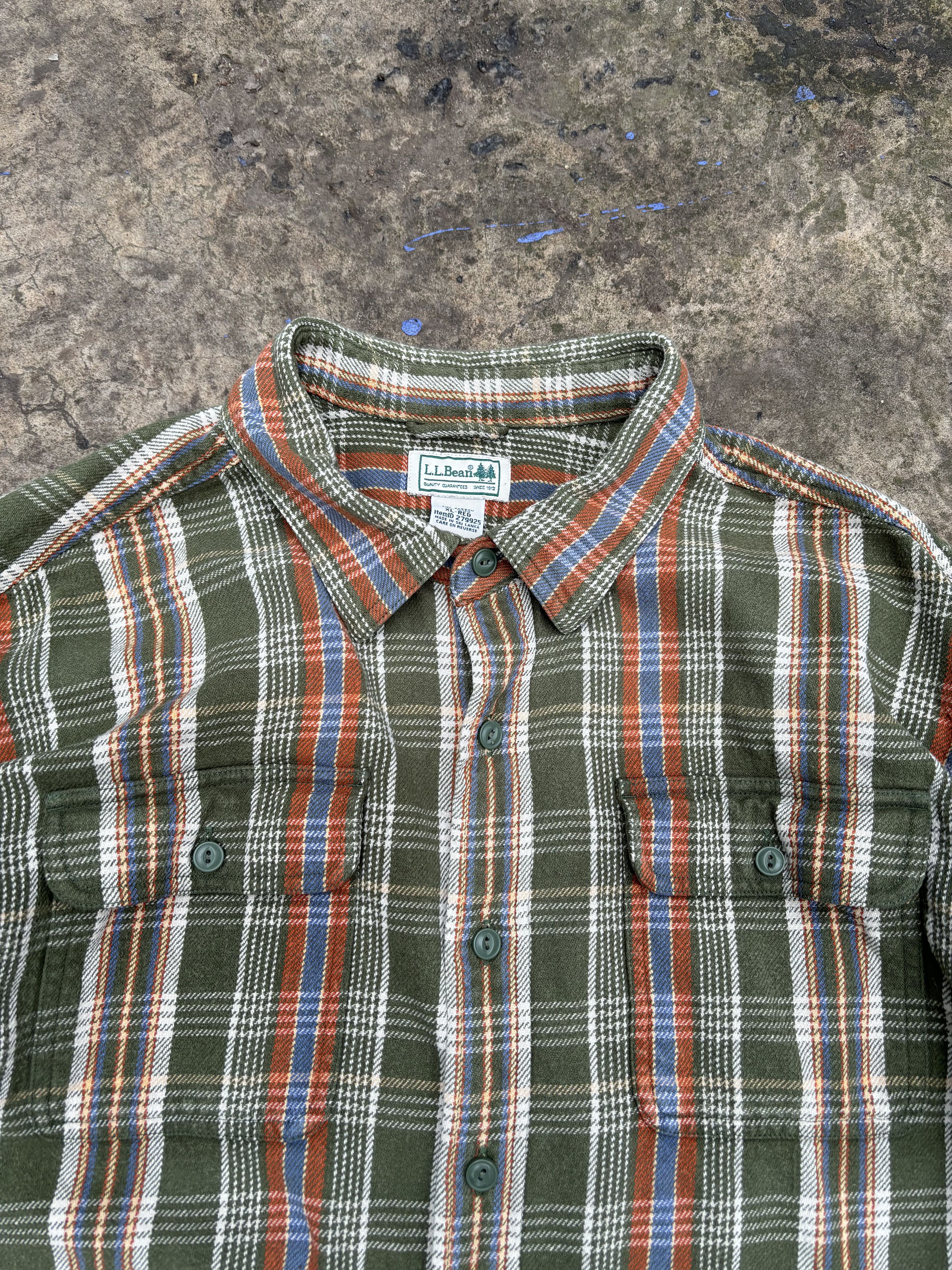 L.L. Bean × Vintage Vintage L.L.Bean Checked Flannel Green Shirt Size US XL / EU 56 / 4 - 4 Thumbnail