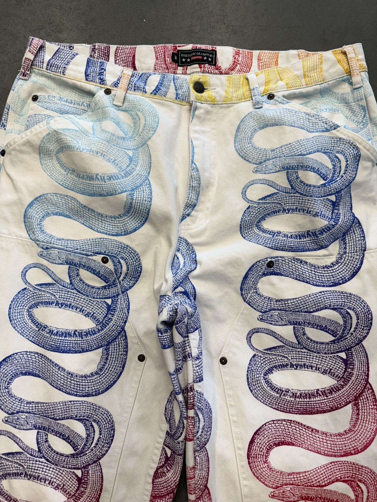 Hysteric Glamour × Supreme SS21 Supreme Hysteric Glamour Snake Double Knee Denim Pants Size US 36 / EU 52 - 5 Thumbnail