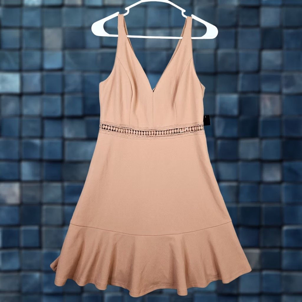Lulus Lulus Pink Crochet Lace V-Neck Sleeveless Dress M Womens A-Line Above knee Size M / US 6-8 / IT 42-44 - 1 Thumbnail