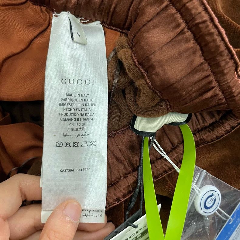 Gucci Gucci Size S Brown velvet embroidered logo trousers S size Size US 29 - 5 Thumbnail