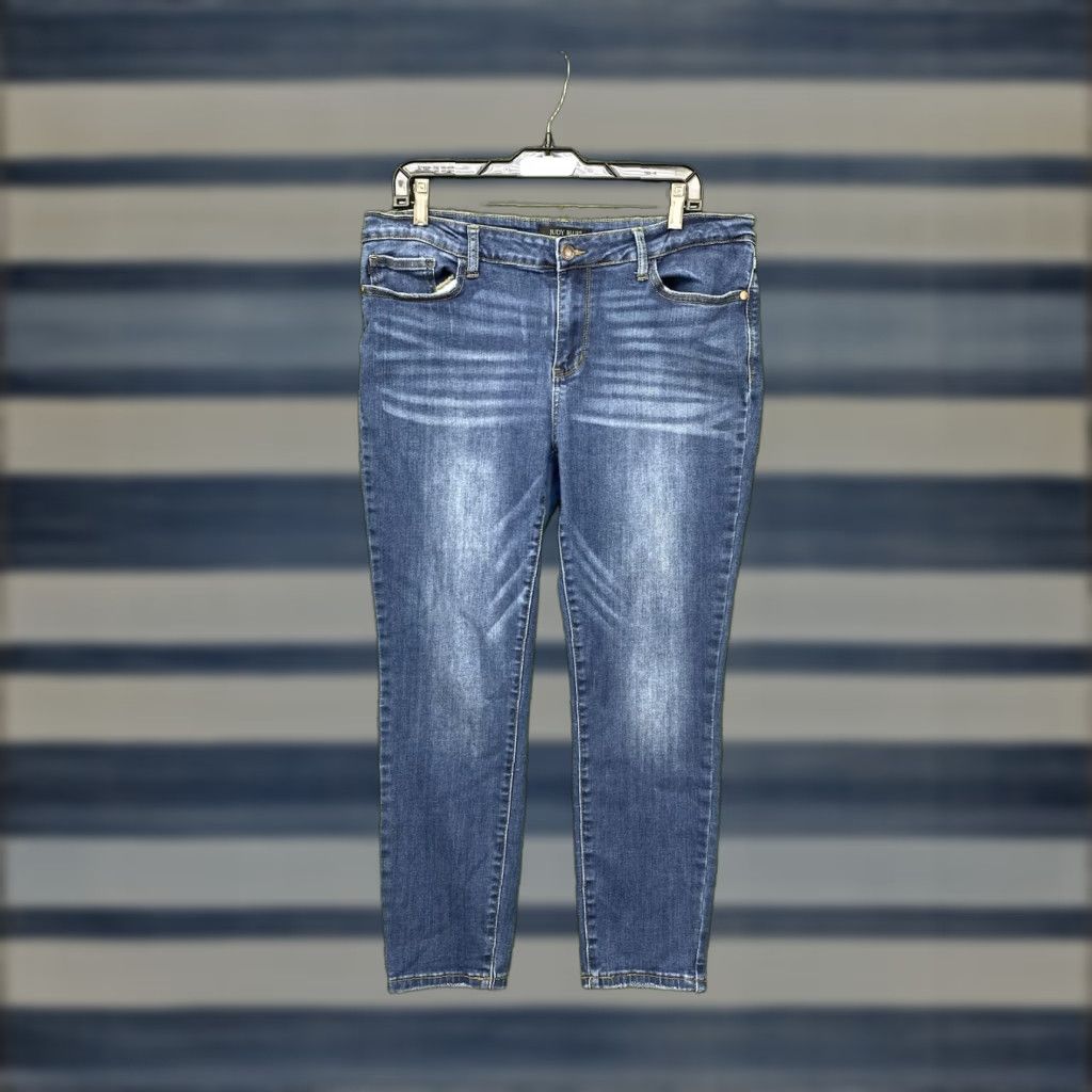 Vintage Judy Blue Jeans Womens 32 x 25 Relaxed Fit Mid Rise Stretch Whiskered JB82102 DK Jeans Size 24" / US 00 / IT 34 - 1 Thumbnail