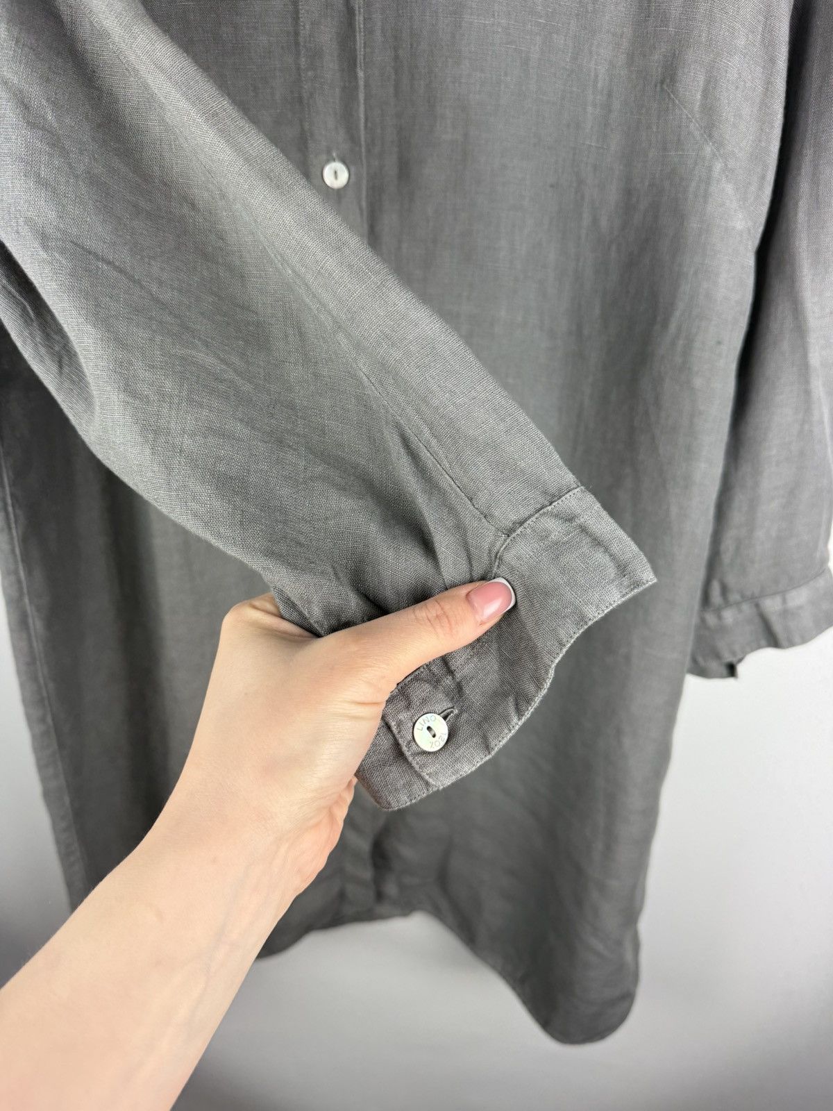 120% Lino 120% Lino Long Sleeve Linen Button Up Lagenlook Shirt Dress Size XL / US 12-14 / IT 48-50 - 10 Thumbnail