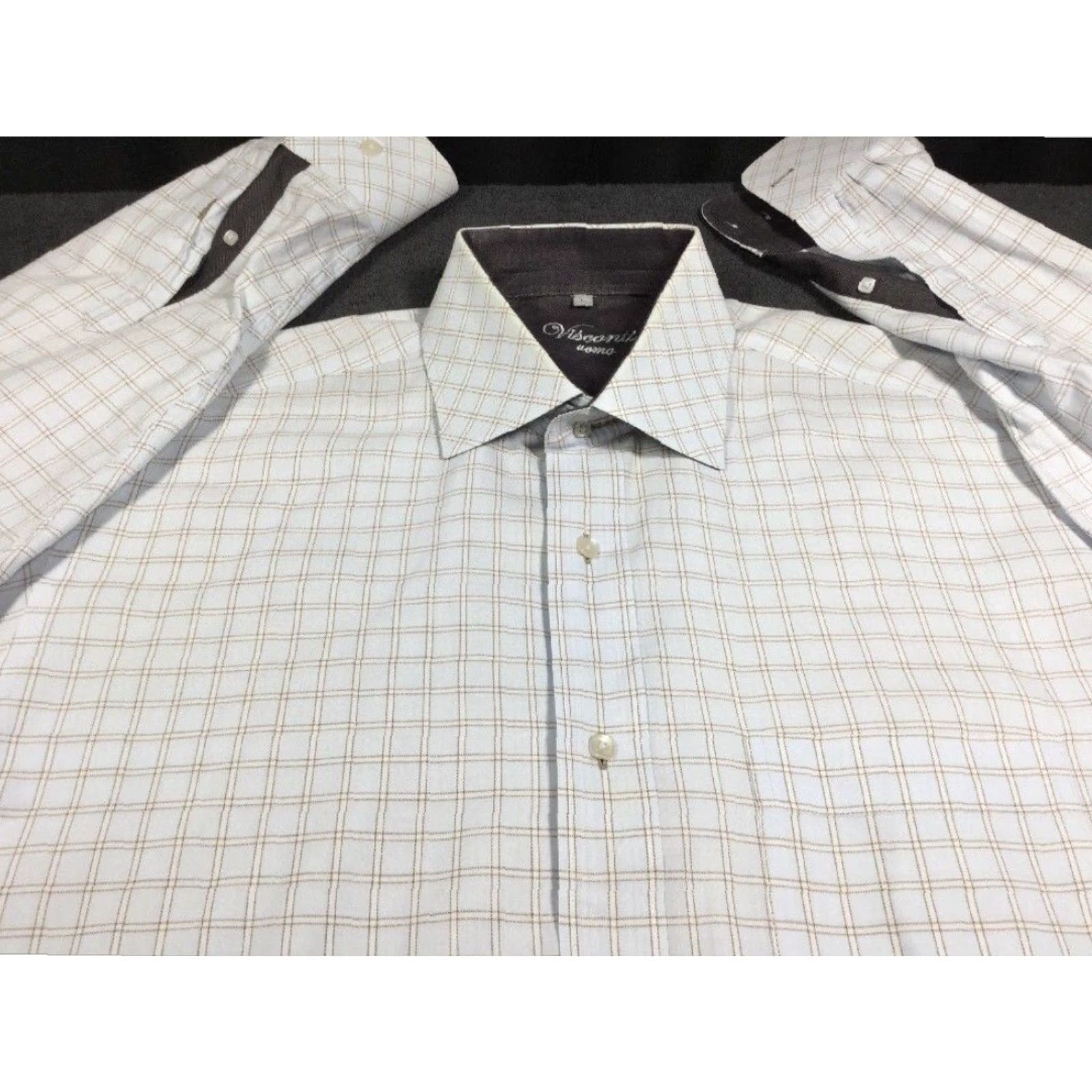 Vintage Visconti Uomo Blue and White Check Button Down Dress Shirt Mens Large Size US L / EU 52-54 / 3 - 2 Thumbnail