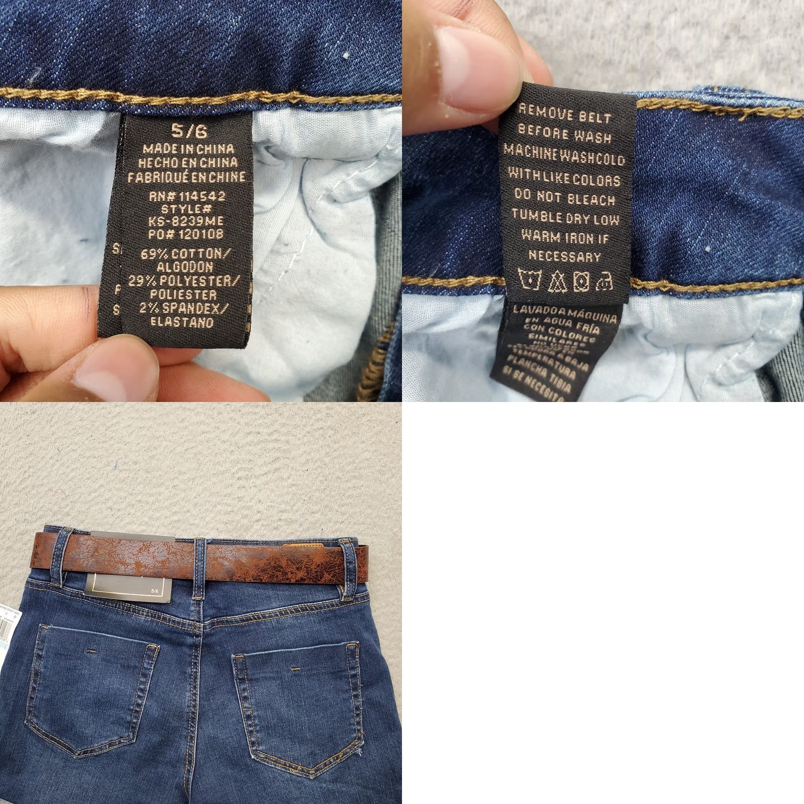Vintage Dollhouse Chino Shorts Women's 28 Blue Denim Distressed Cuffed Hem Belted Waist Denim Shorts Womens 28 Blue Dollhouse DOLLHOUSE Size 28" / US 6 / IT 42 - 8 Thumbnail