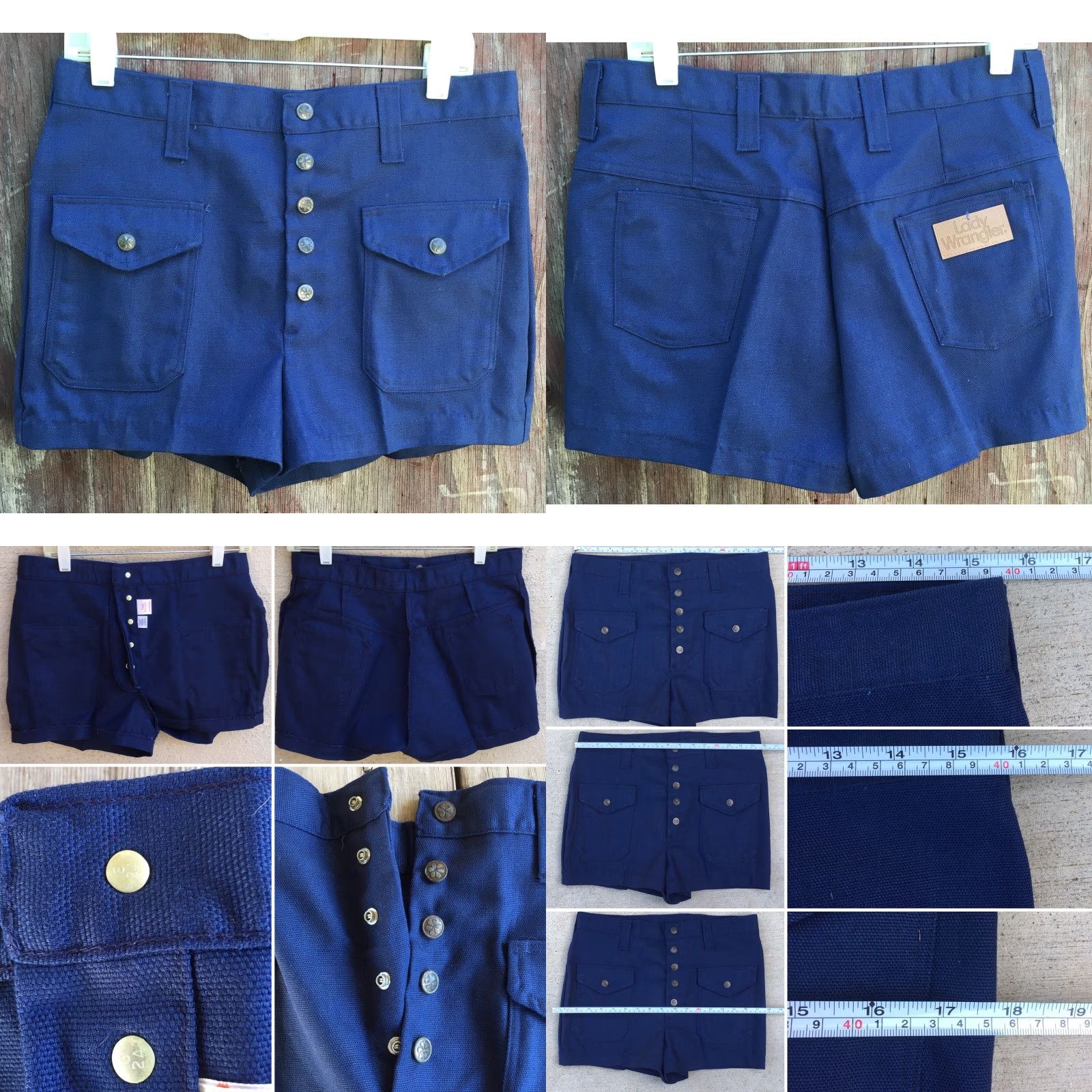 Wrangler VINTAGE Wrangler Shorts High Waist Lady 16 32" Waist Blue Rockabilly 60s 70s Short Womens Denim Snap Fly Mid Century Size 38" / US 16 / IT 52 - 8 Thumbnail
