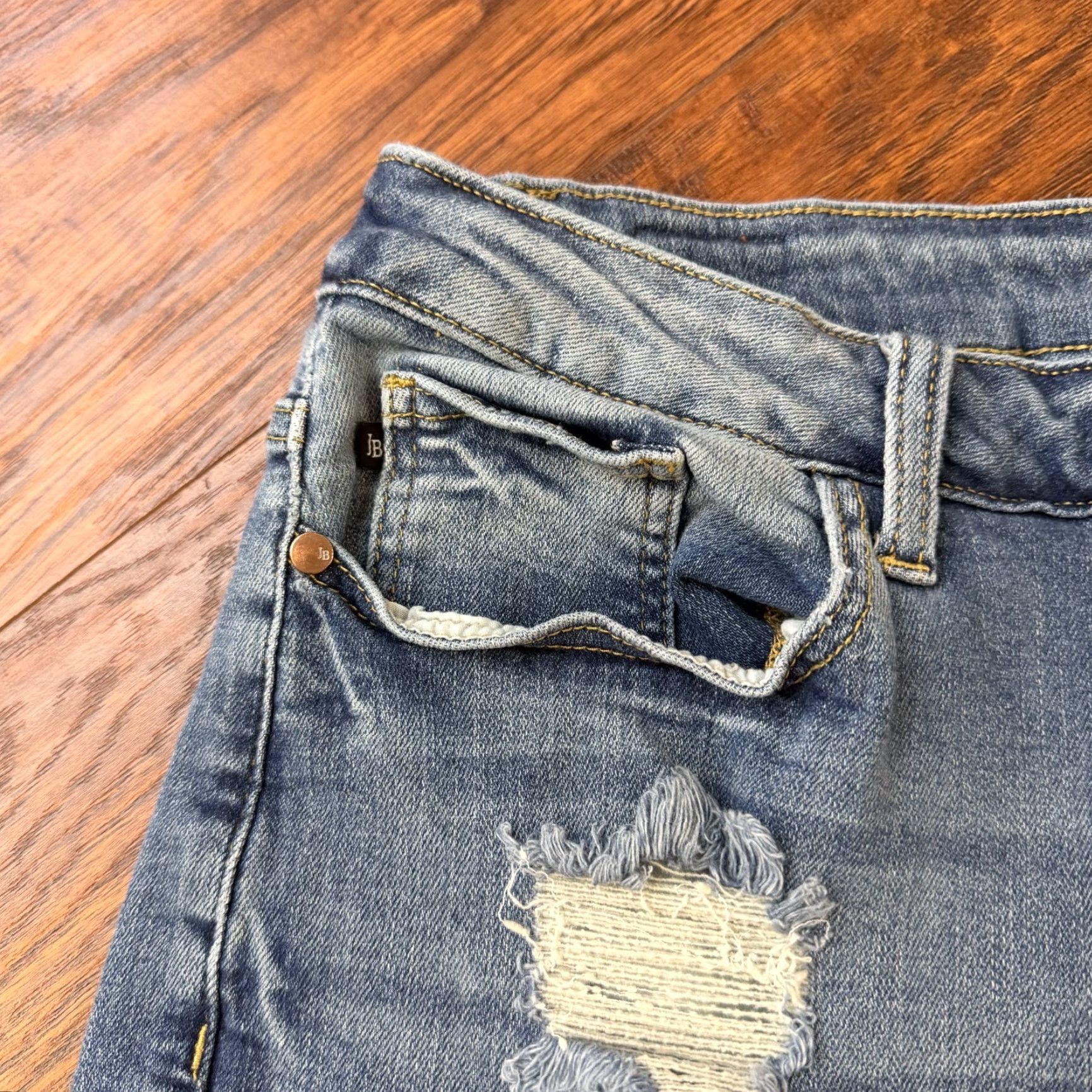 Denime Judy Jeans Womens 14W Boyfriend Relaxed Medium Wash Denim JB88404 29x29 Jeans Slim Distressed Stretch Blue Size 36" / US 14 / IT 50 - 3 Thumbnail