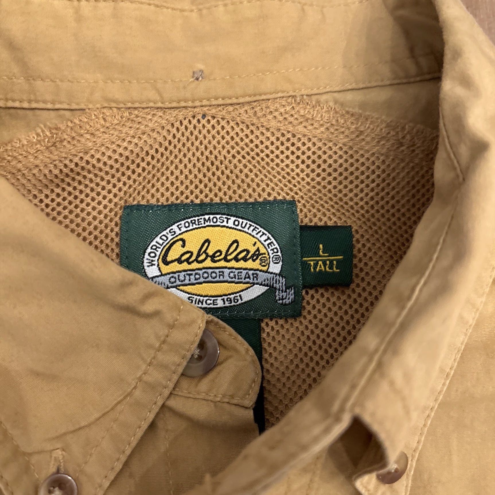 Vintage Cabelas Short Sleeve Vented Fishing Brown Mustard Size L Tall Size US 33 - 4 Thumbnail