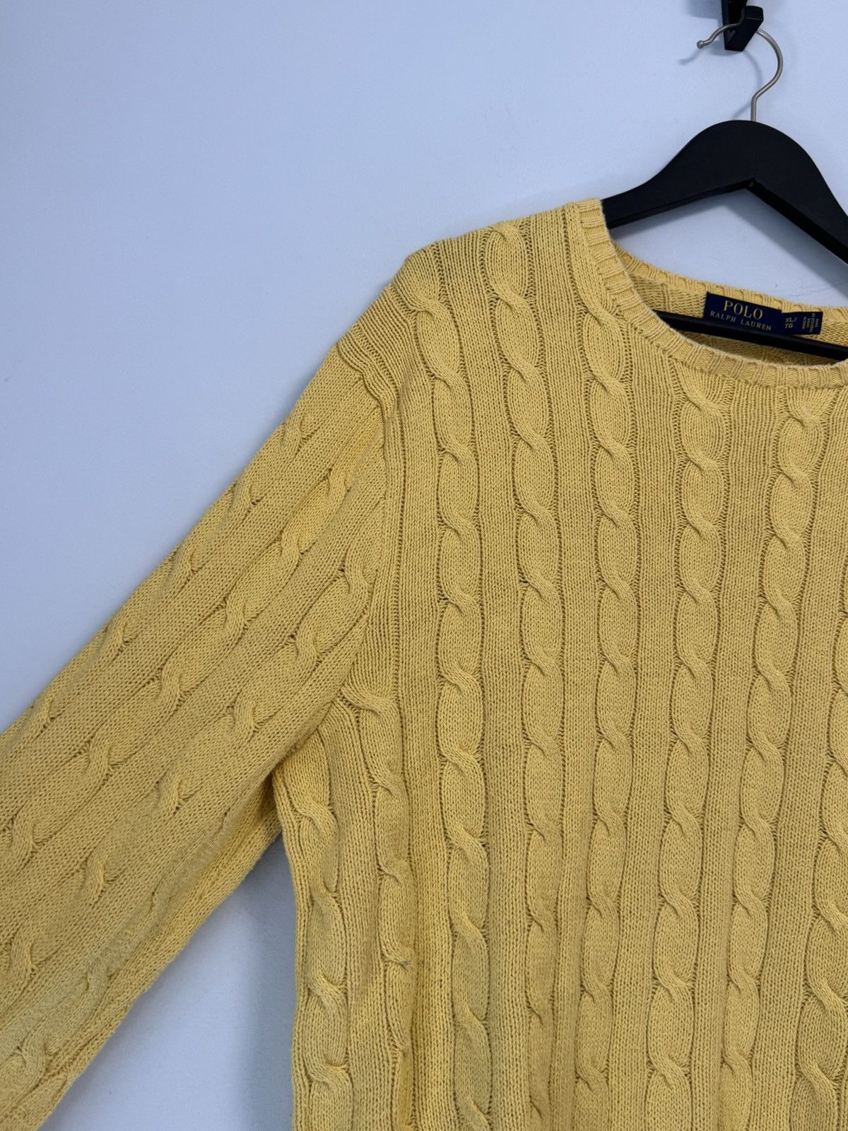 Polo Ralph Lauren Polo Ralph Lauren Men's Lambswool Sweater Yellow Cable Knit Size US XL / EU 56 / 4 - 8 Thumbnail