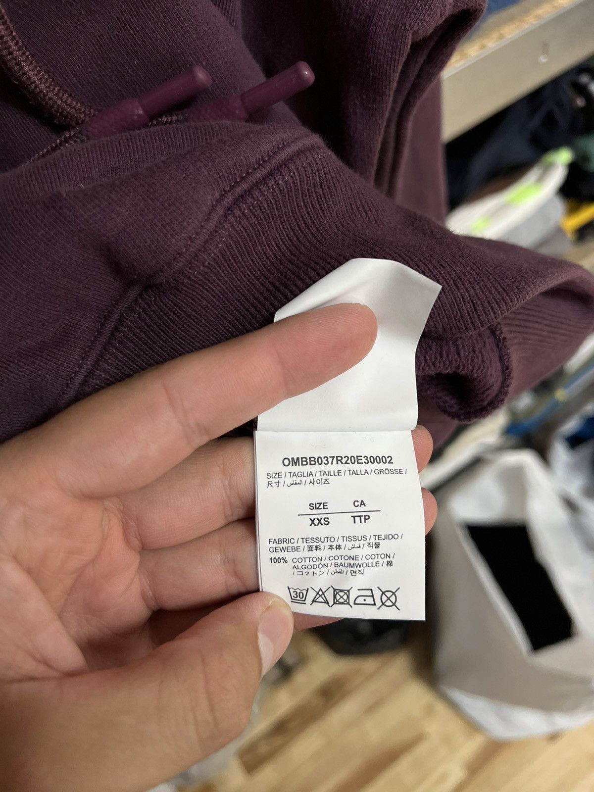 Off-White Off White Big Logo Tape Arrows Burgundy Hoodie Virgil Abloh Size US XXS / EU 40 - 8 Thumbnail